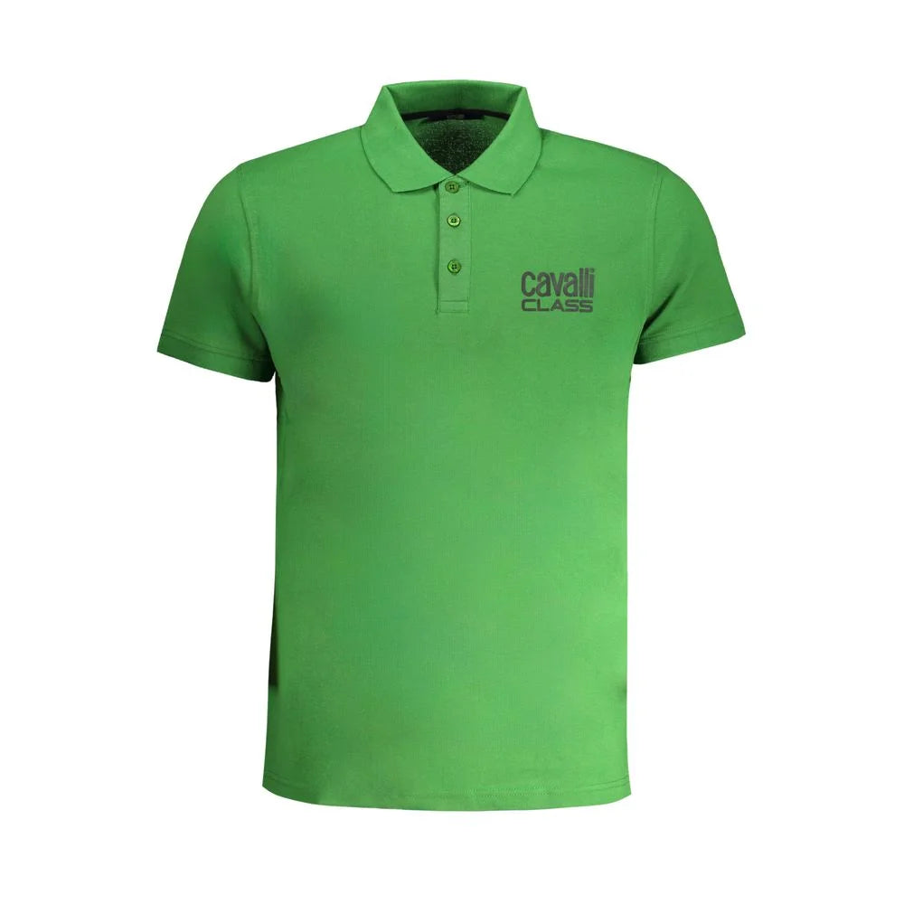 Cavalli Class Green Cotton Polo Shirt - Polos