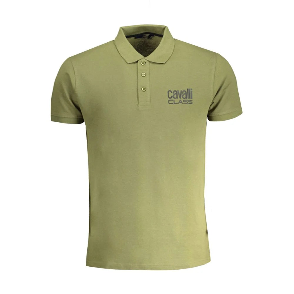 Cavalli Class Green Cotton Polo Shirt - Polos