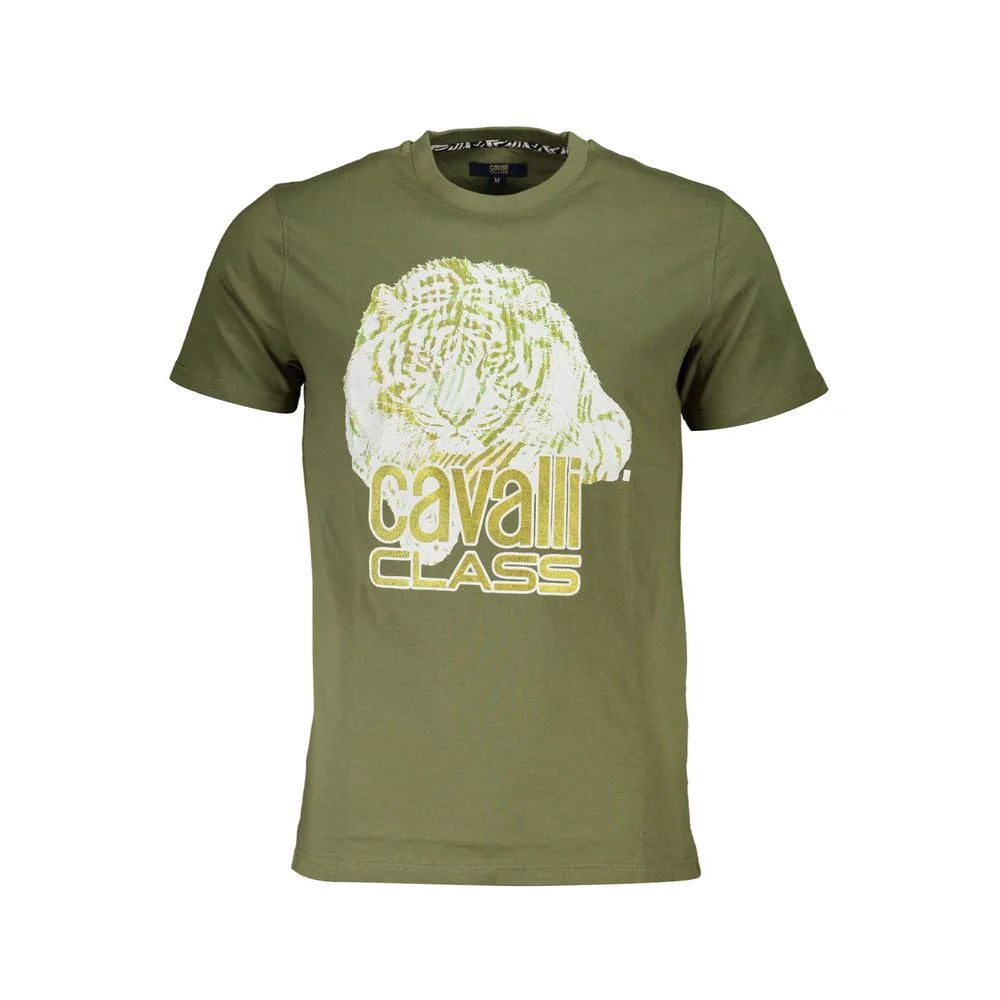 Cavalli Class Green Cotton T-Shirt - T-Shirts