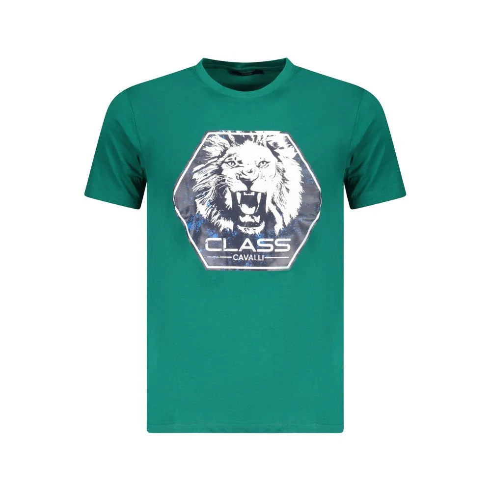 Cavalli Class Green Cotton T-Shirt - T-Shirts