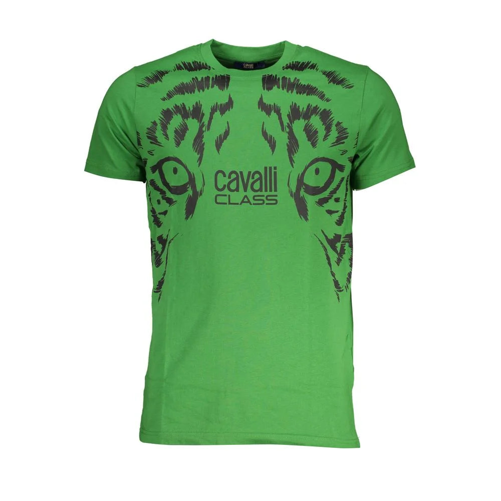 Cavalli Class Green Cotton T-Shirt - T-Shirts