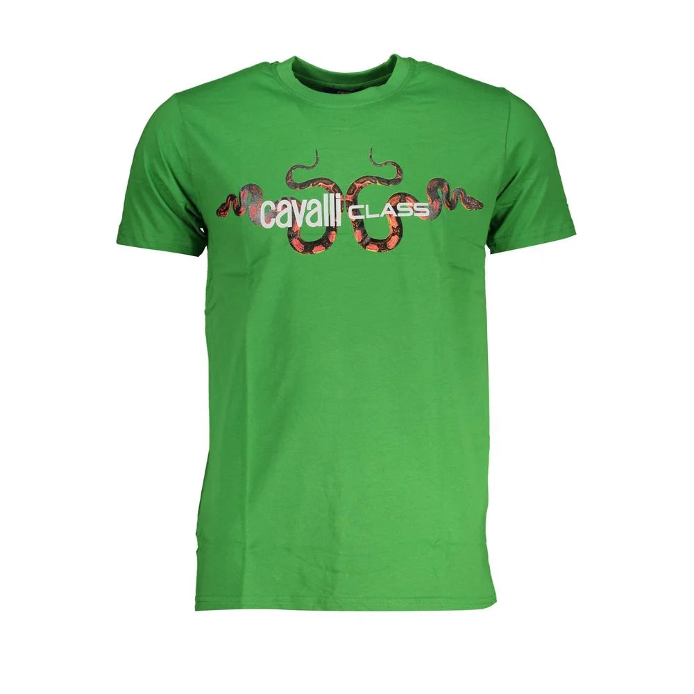 Cavalli Class Green Cotton T-Shirt - T-Shirts