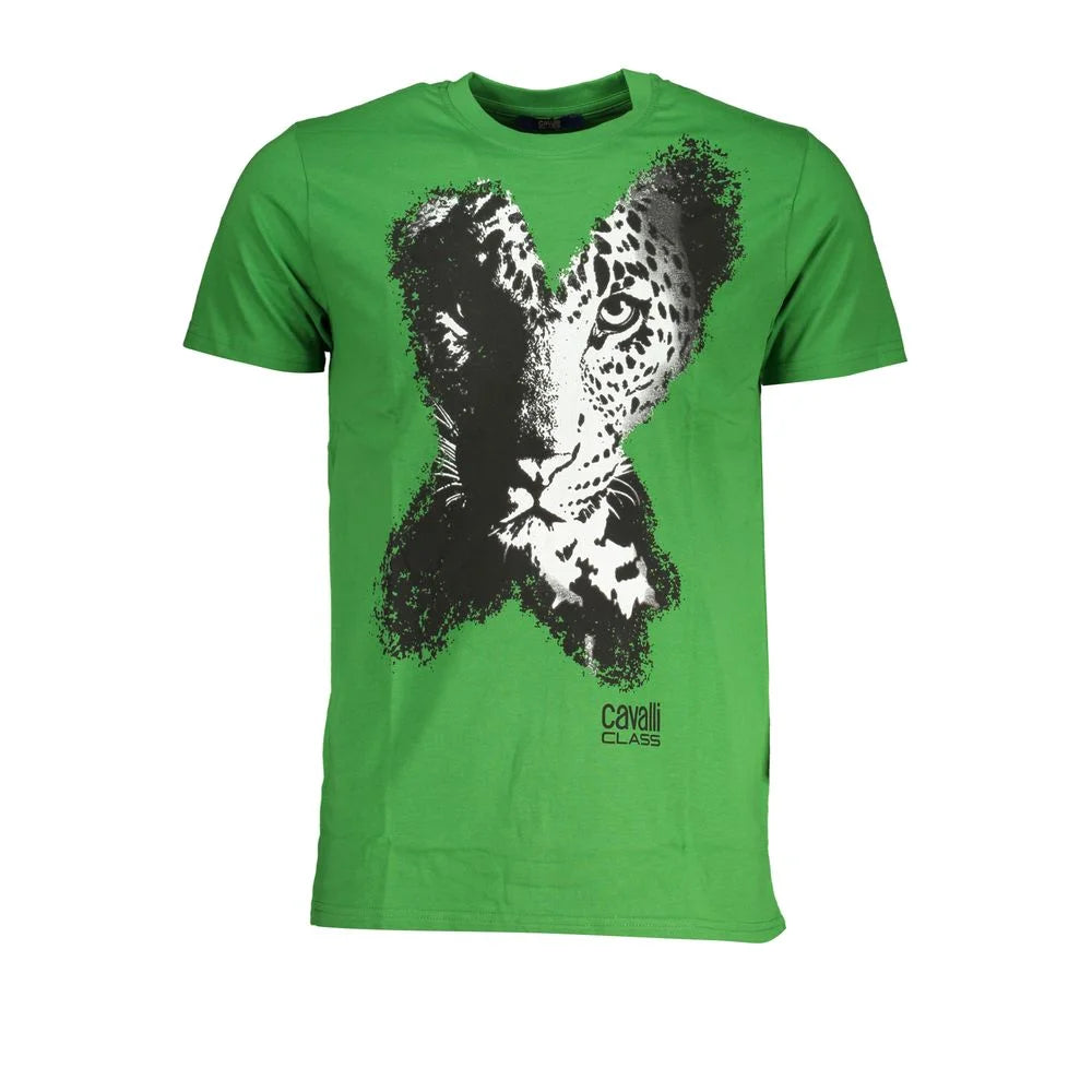 Cavalli Class Green Cotton T-Shirt - T-Shirts