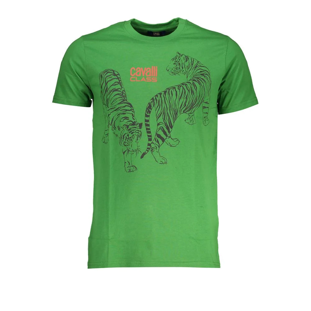 Cavalli Class Green Cotton T-Shirt - T-Shirts