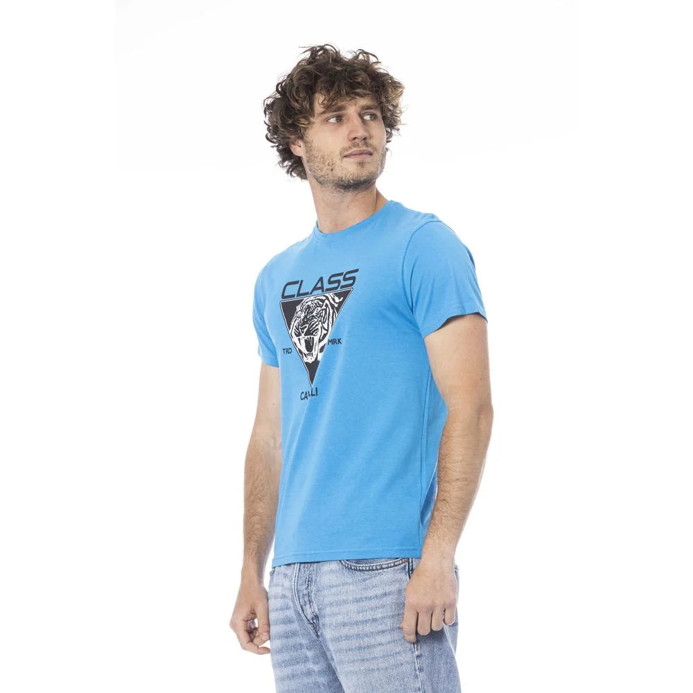 Cavalli Class Light Blue Cotton Men T-Shirt - L - T-Shirts
