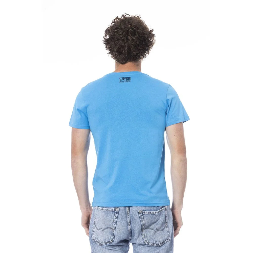 Cavalli Class Light Blue Cotton Men T-Shirt - L - T-Shirts
