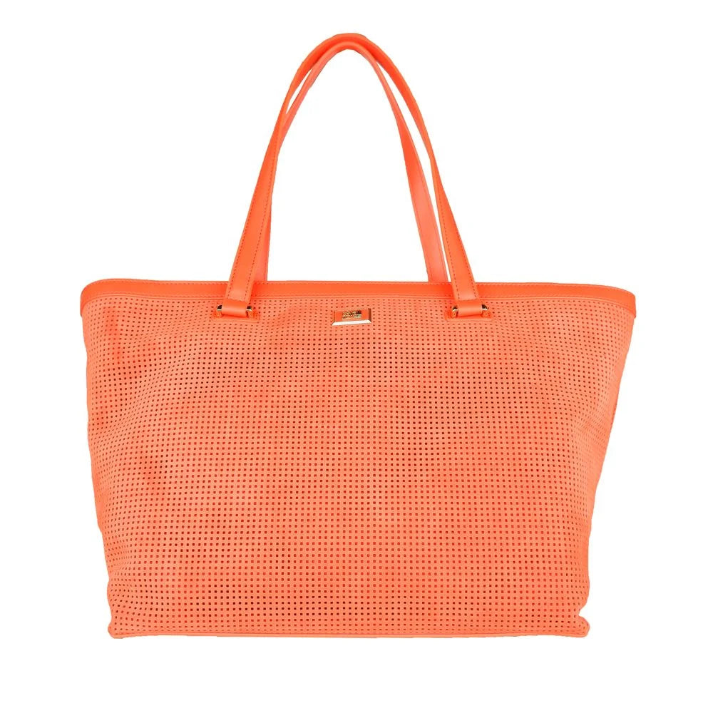 Cavalli Class Orange Calfskin Women Handbag - Shopper Bags