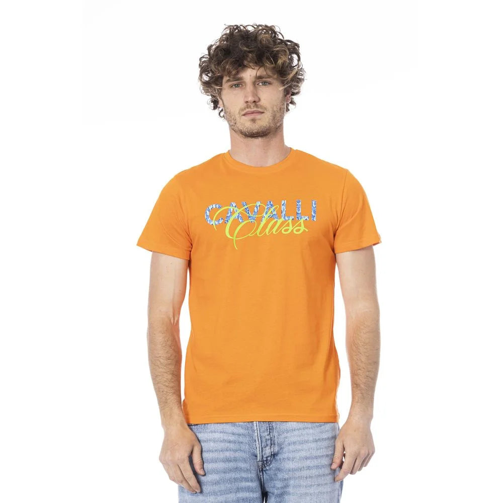 Cavalli Class Orange Cotton Men T-Shirt - T-Shirts