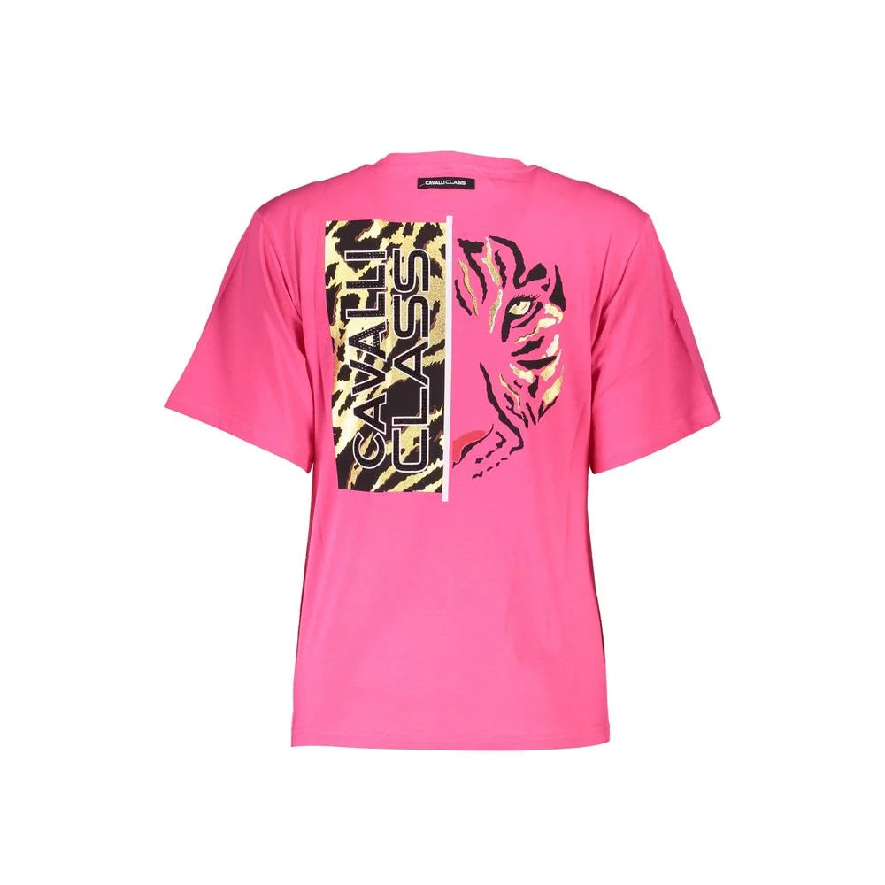 Cavalli Class Pink Cotton Women T-Shirt - XS