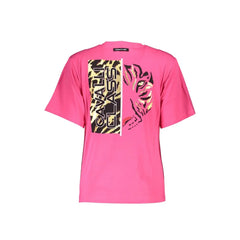 Cavalli Class Pink Cotton Women T-Shirt - XS