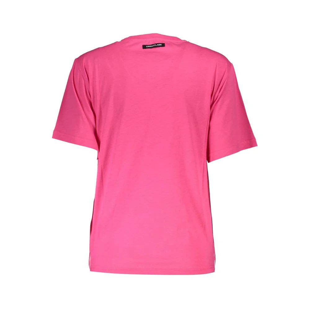 Cavalli Class Pink Cotton Women T-Shirt - XS