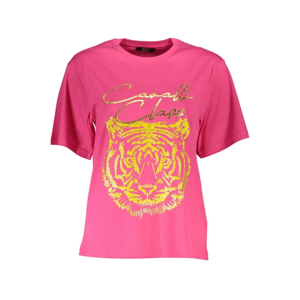 Cavalli Class Pink Cotton Women T-Shirt - XS