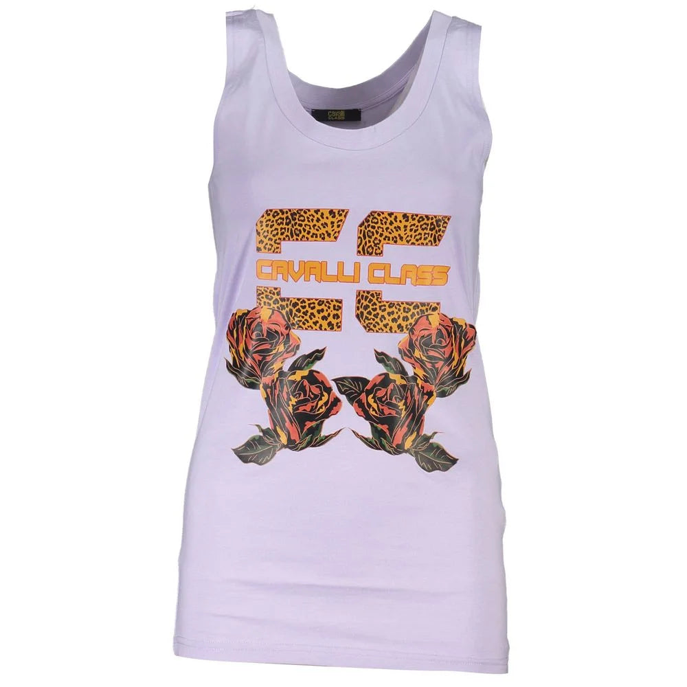 Cavalli Class Purple Cotton Tank Top