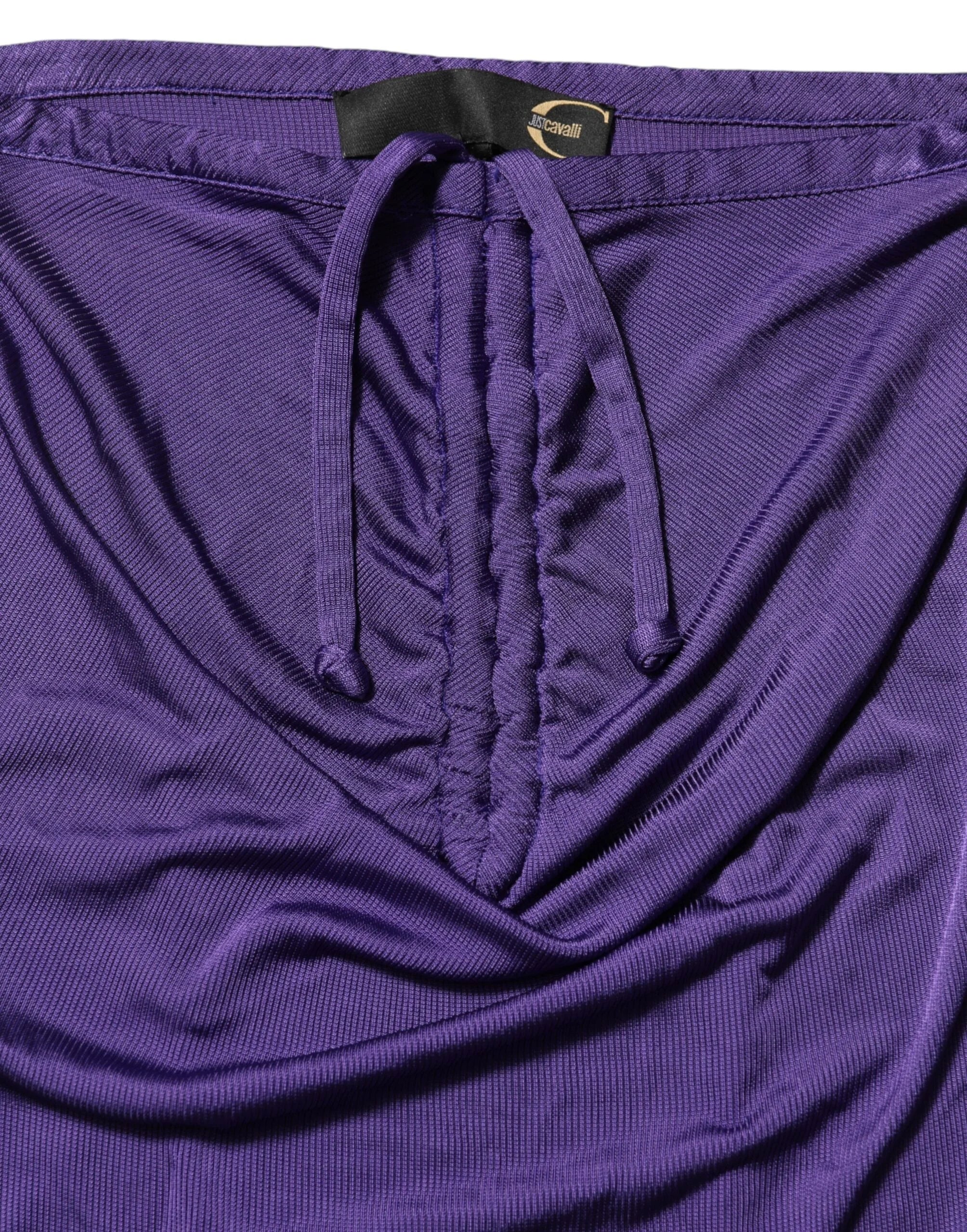 Cavalli Class Purple Viscose Elastane Strapless Bodycon Dress - IT42|M