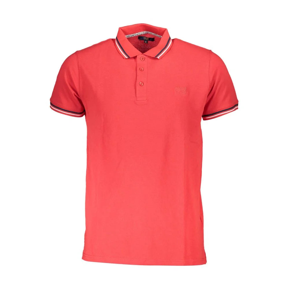 Cavalli Class Red Cotton Men Polo Shirt - Polos