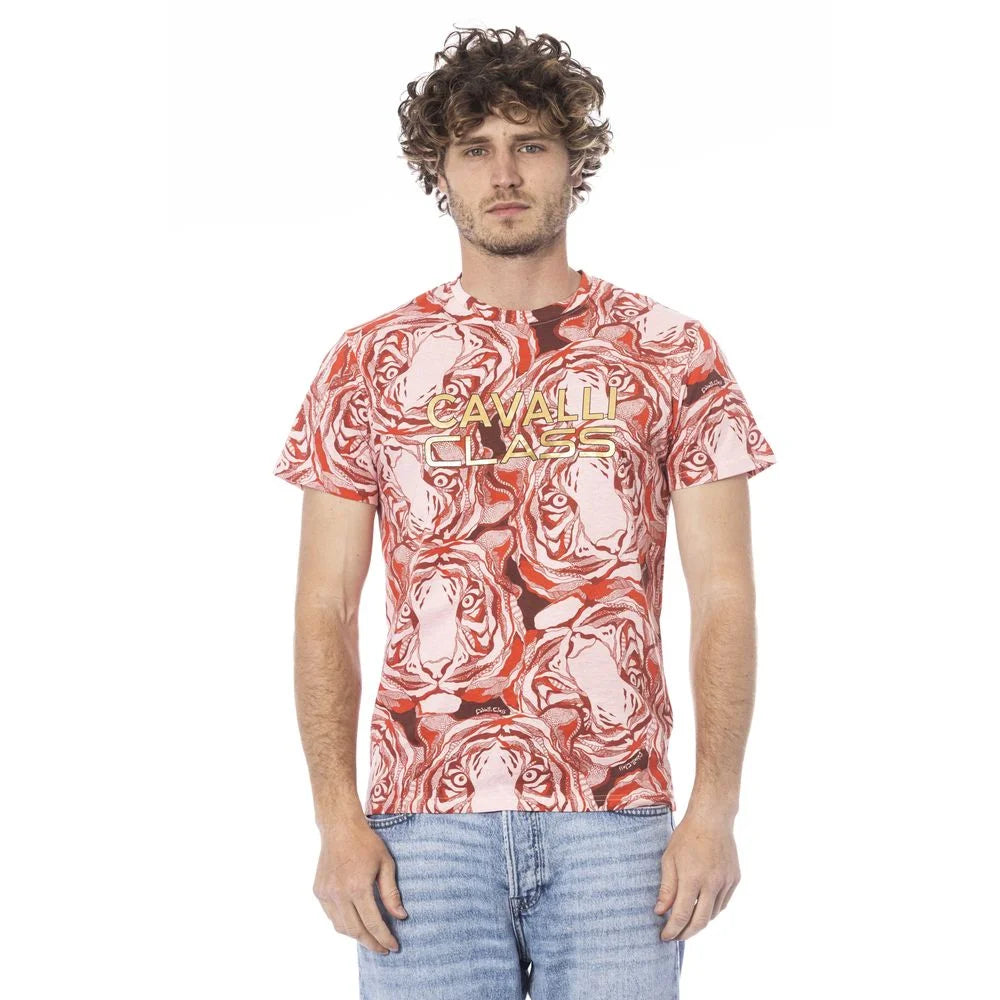 Cavalli Class Red Cotton Men T-Shirt - M - T-Shirts