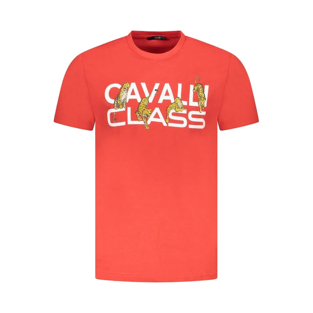 Cavalli Class Red Cotton Men T-Shirt - T-Shirts