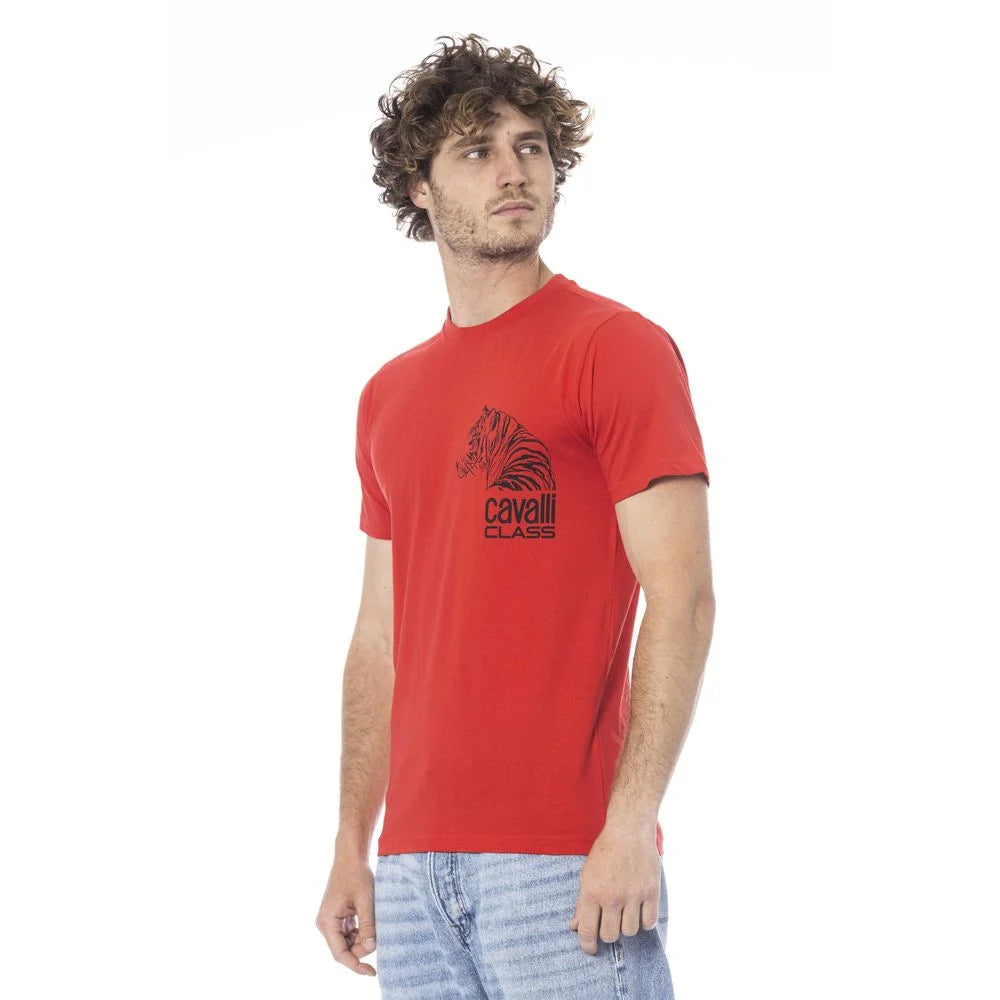 Cavalli Class Red Cotton Men T-Shirt - T-Shirts