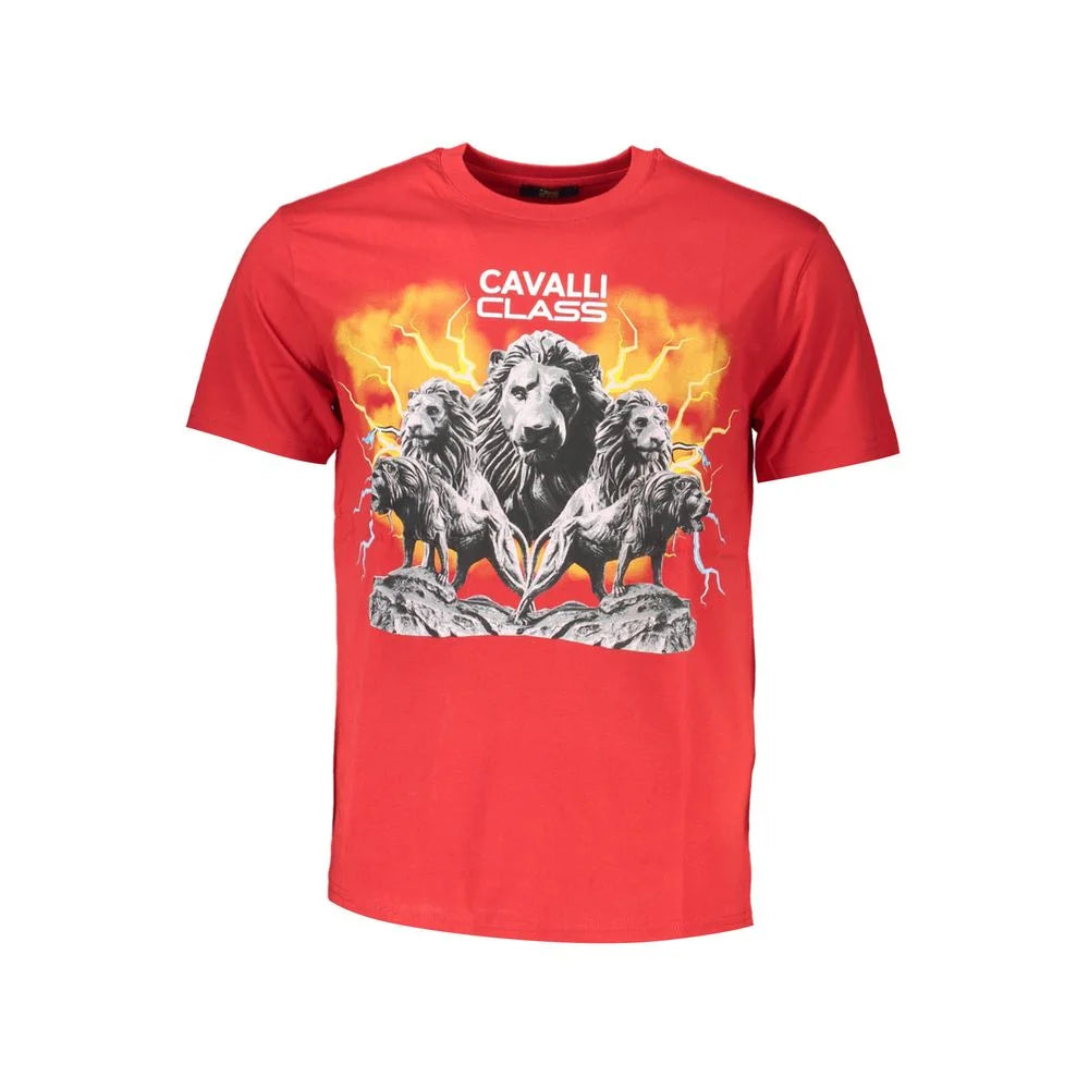 Cavalli Class Red Cotton Men T-Shirt - T-Shirts