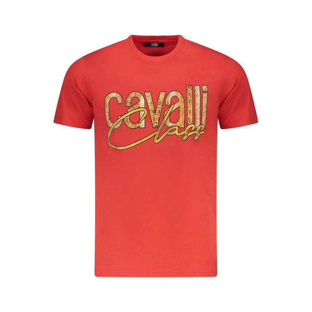 Cavalli Class Red Cotton Men T-Shirt - T-Shirts