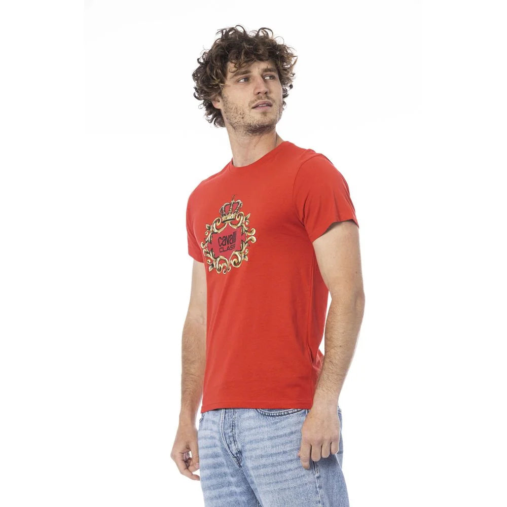 Cavalli Class Red Cotton Men T-Shirt - T-Shirts