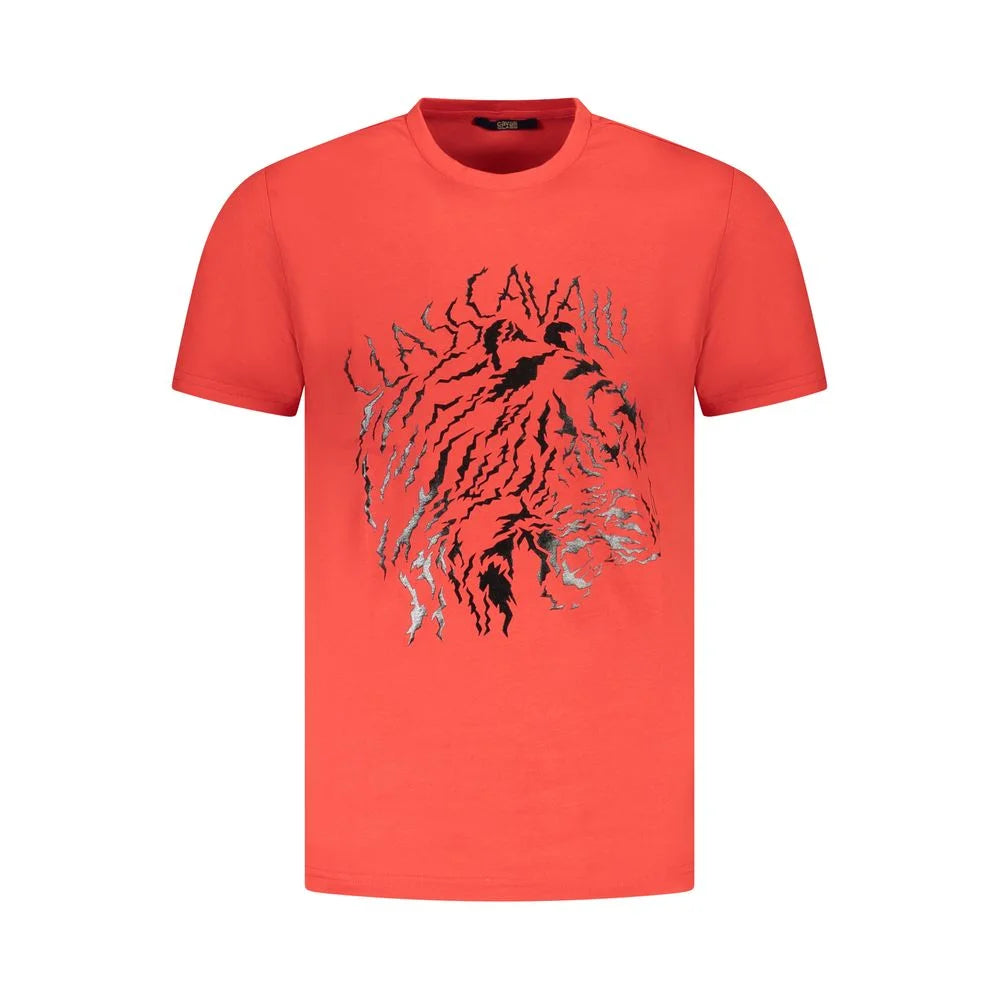 Cavalli Class Red Cotton Men T-Shirt - T-Shirts