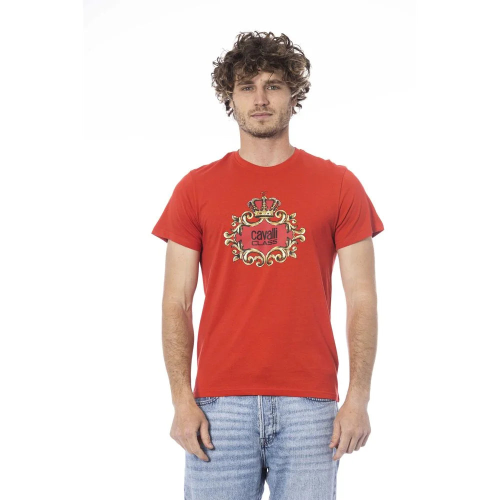 Cavalli Class Red Cotton Men T-Shirt - T-Shirts