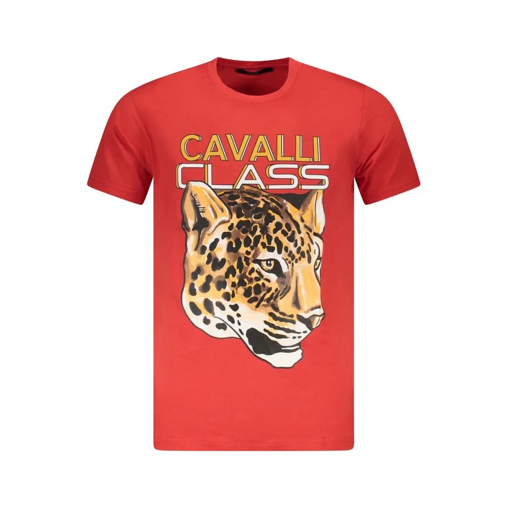 Cavalli Class Red Cotton Men T-Shirt - T-Shirts