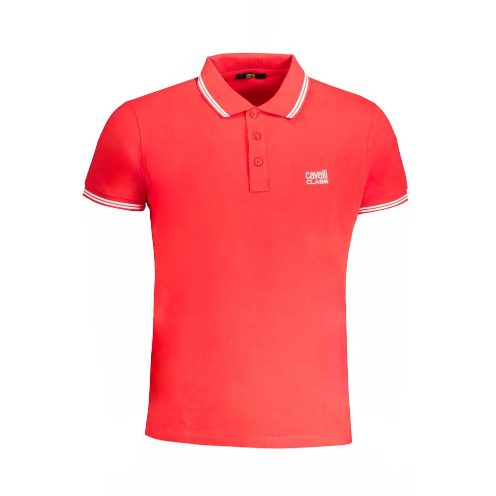 Cavalli Class Red Cotton Polo Shirt - Polos