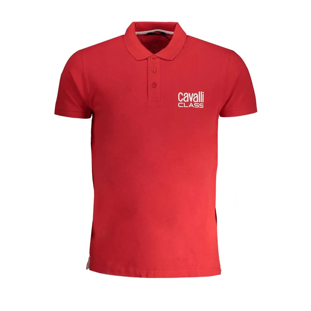Cavalli Class Red Cotton Polo Shirt - Polos