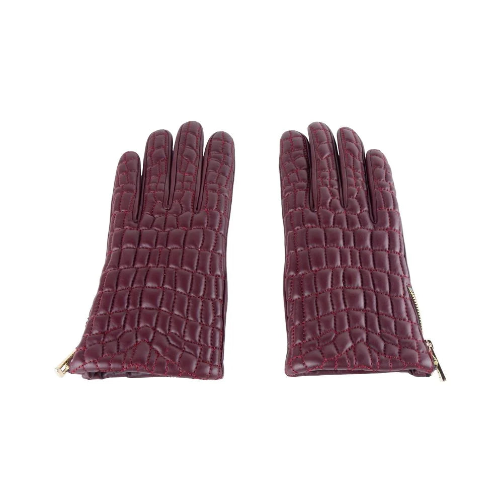 Cavalli Class Red Lambskin Women Glove - 7.5|S - Gloves & Mittens