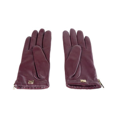 Cavalli Class Red Lambskin Women Glove - 7.5|S - Gloves & Mittens