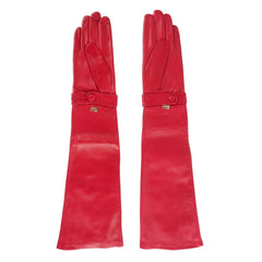 Cavalli Class Red Lambskin Women Glove - 7|S - Gloves & Mittens