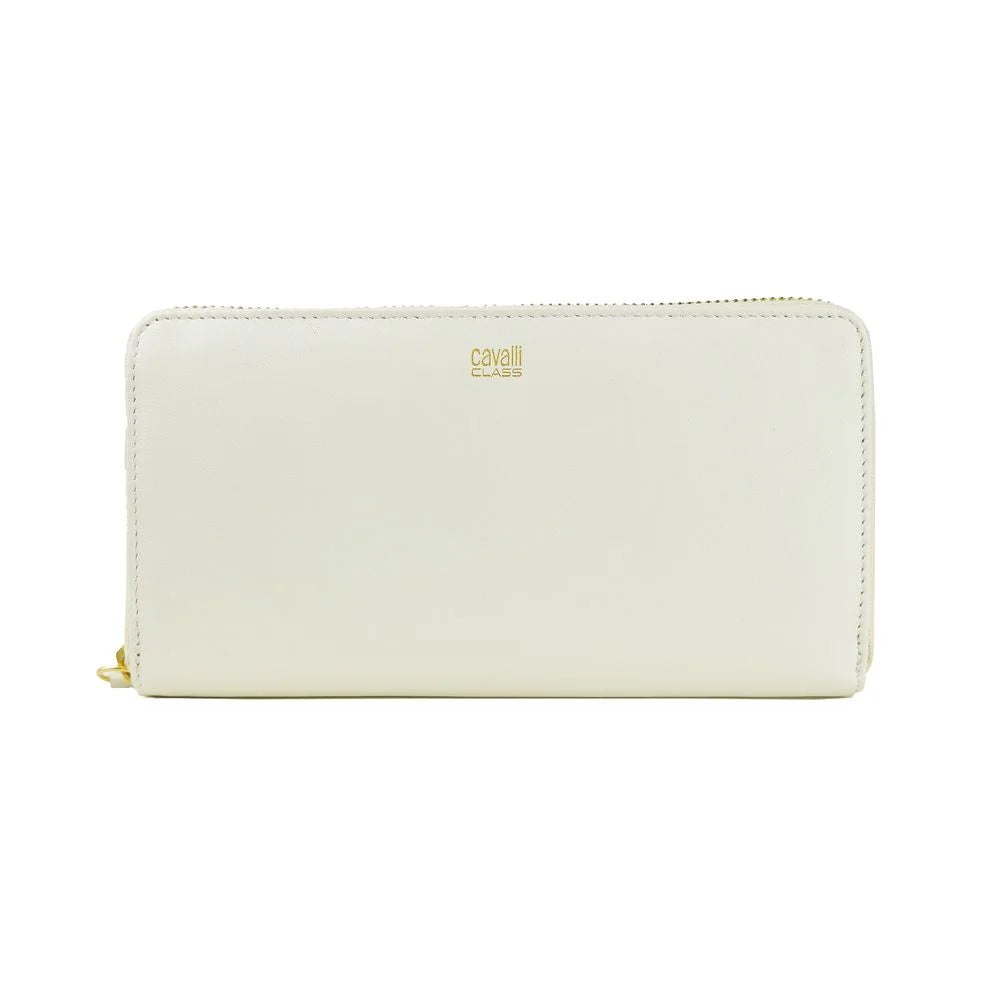 Cavalli Class White Calfskin Women Wallet - Wallets