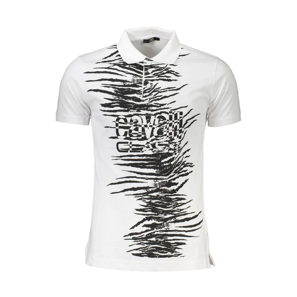 Cavalli Class White Cotton Men Polo Shirt - XL - Polos