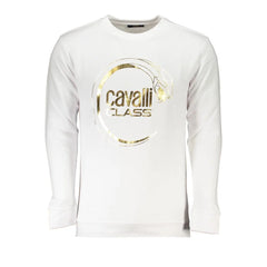 Cavalli Class White Cotton Men Sweater - 3XL