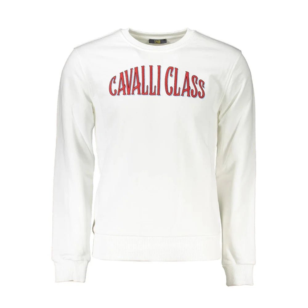 Cavalli Class White Cotton Men Sweater - Sweatshirts
