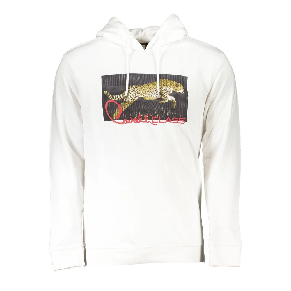 Cavalli Class White Cotton Men Sweater - Sweatshirts