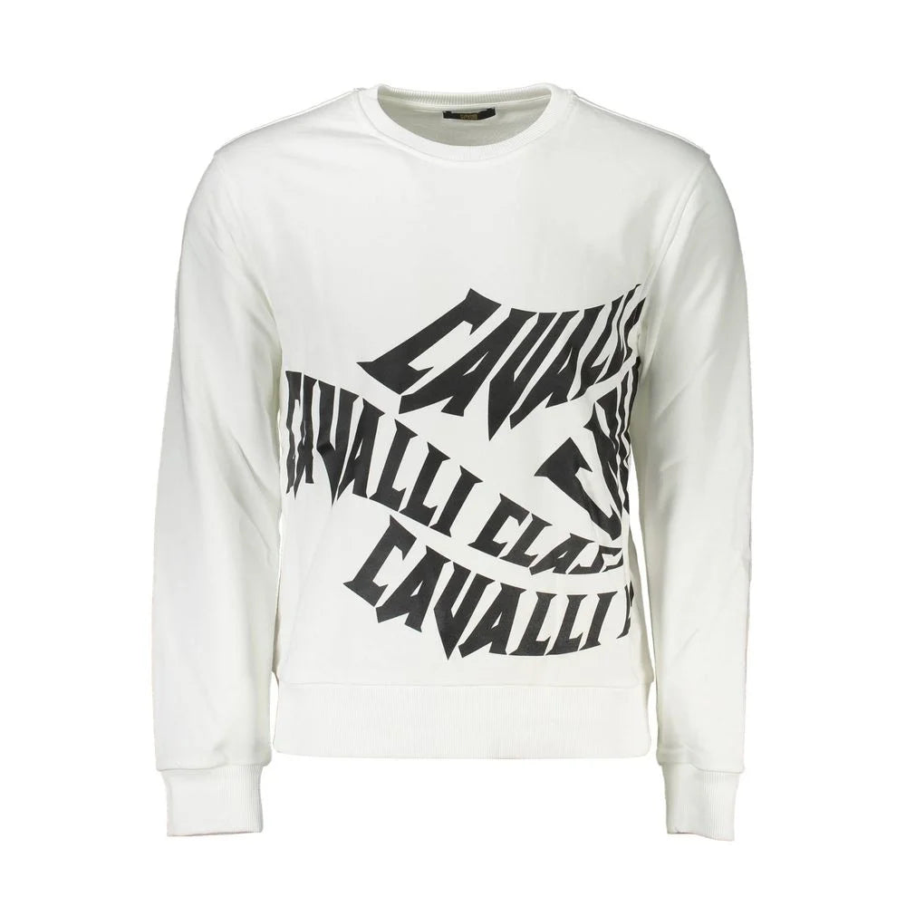 Cavalli Class White Cotton Men Sweater - Sweatshirts