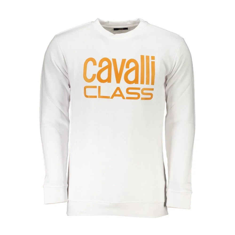Cavalli Class White Cotton Men Sweater - Sweatshirts