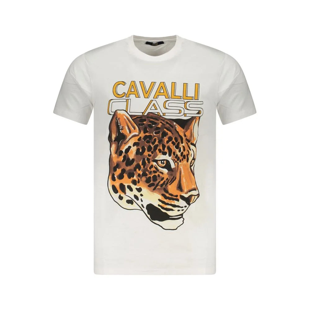 Cavalli Class White Cotton Men T-Shirt - T-Shirts
