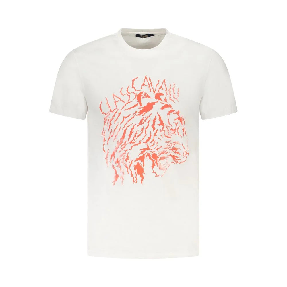 Cavalli Class White Cotton Men T-Shirt - T-Shirts
