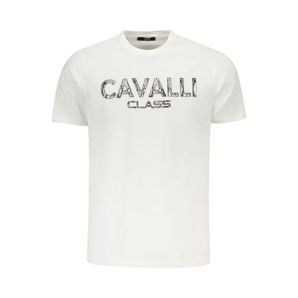 Cavalli Class White Cotton Men T-Shirt - T-Shirts