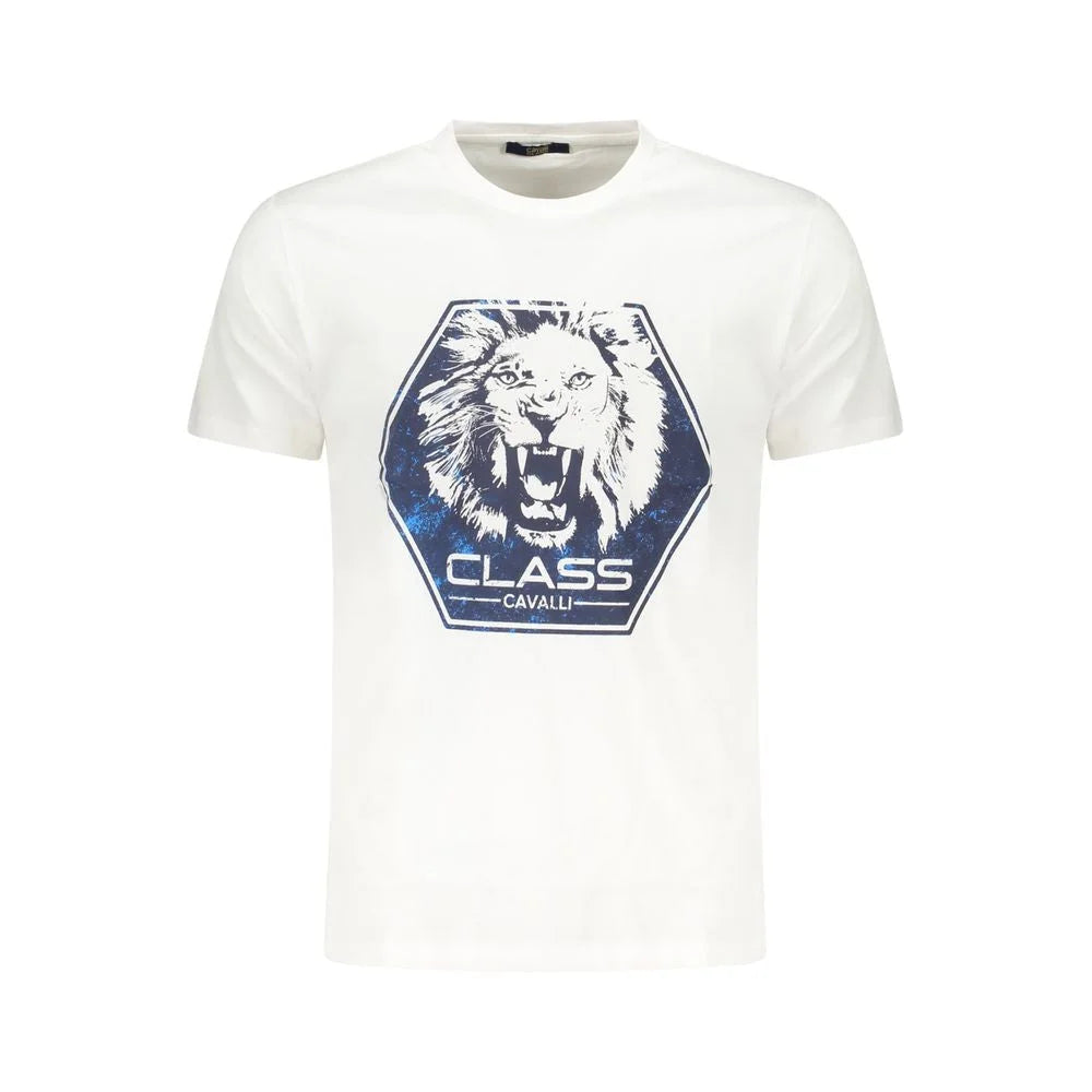 Cavalli Class White Cotton Men T-Shirt - T-Shirts