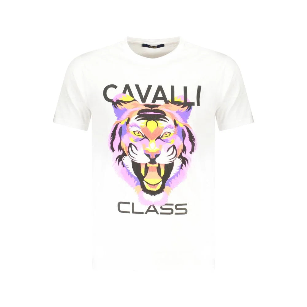 Cavalli Class White Cotton Men T-Shirt - T-Shirts