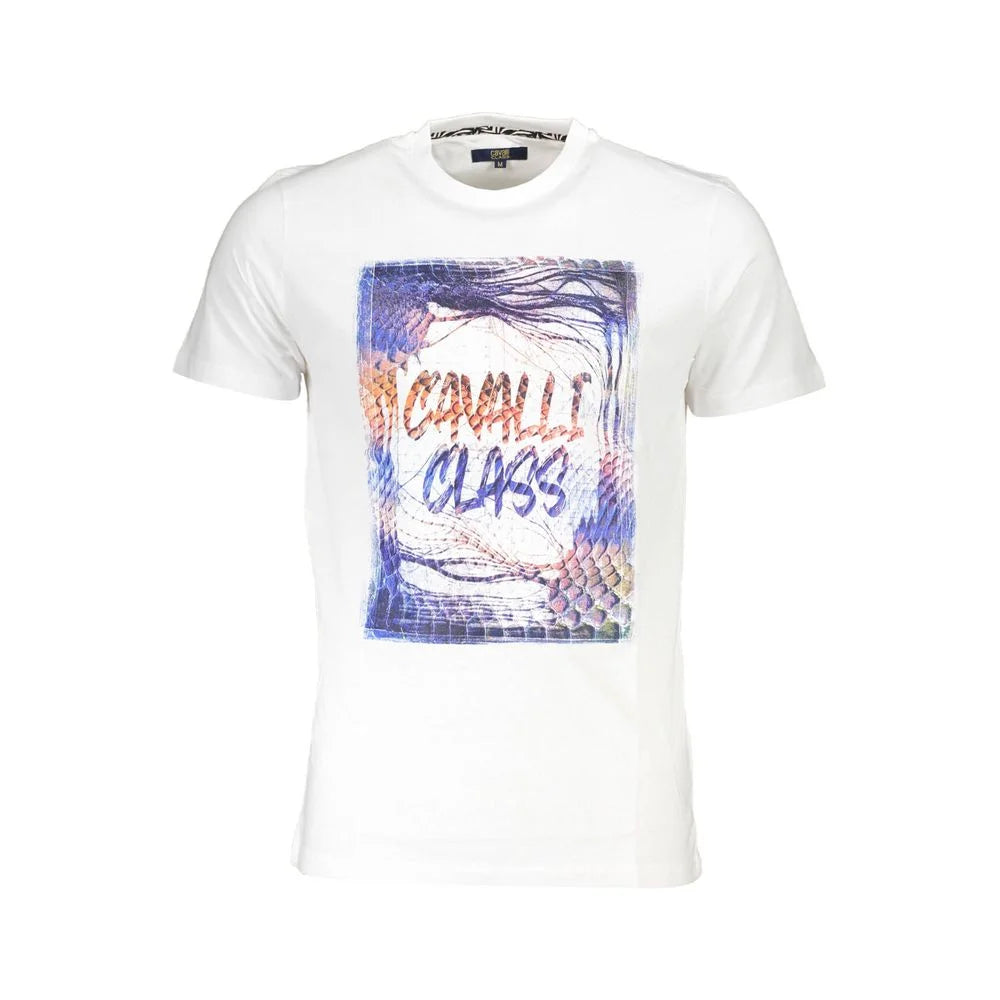 Cavalli Class White Cotton Men T-Shirt - T-Shirts