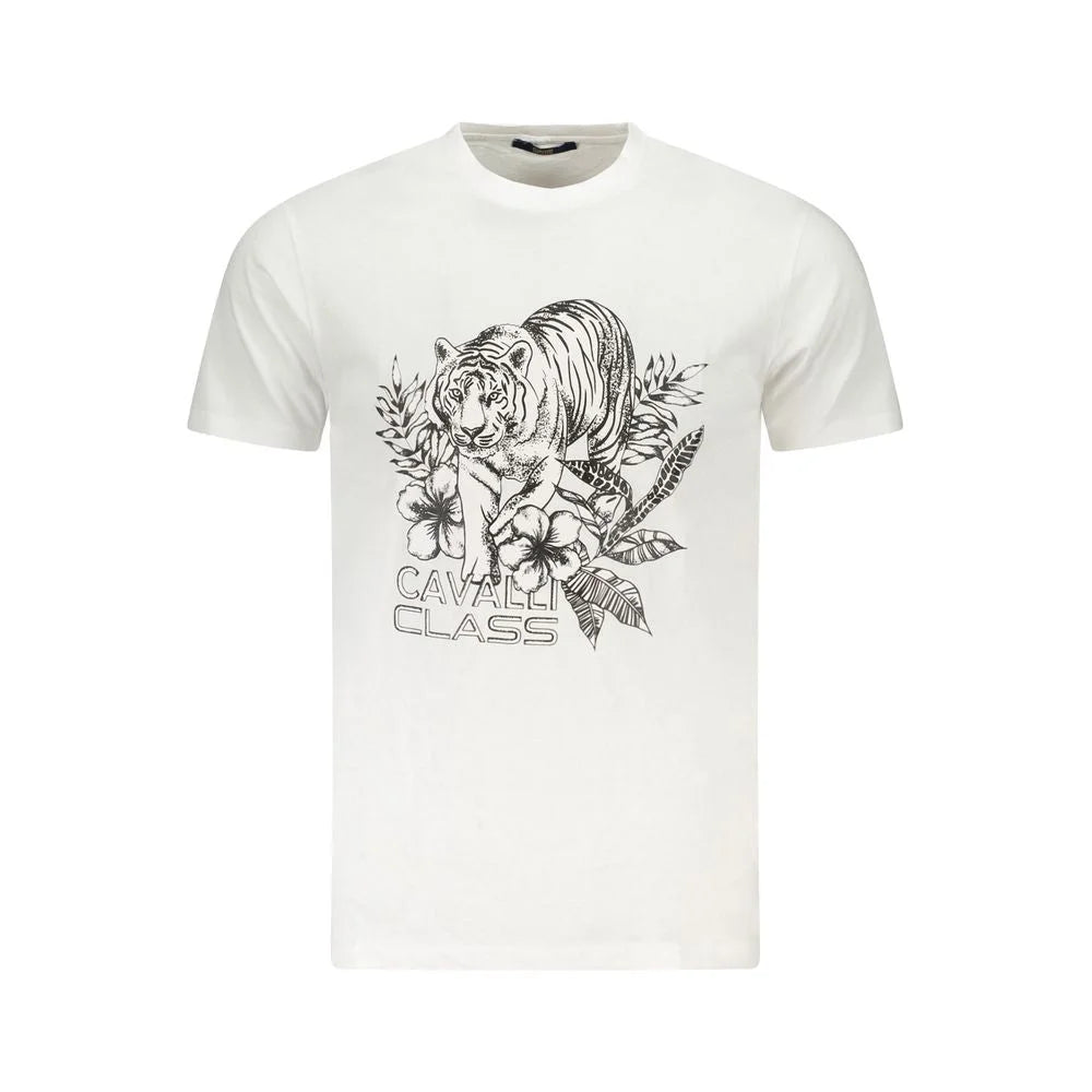 Cavalli Class White Cotton Men T-Shirt - T-Shirts