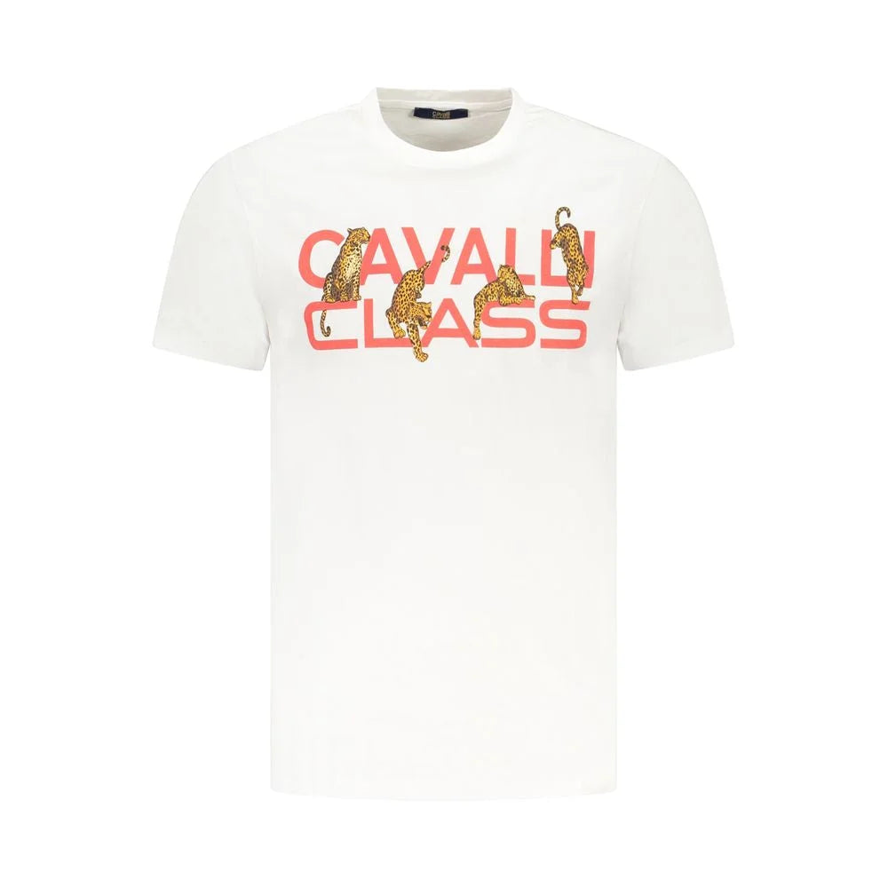 Cavalli Class White Cotton Men T-Shirt - T-Shirts