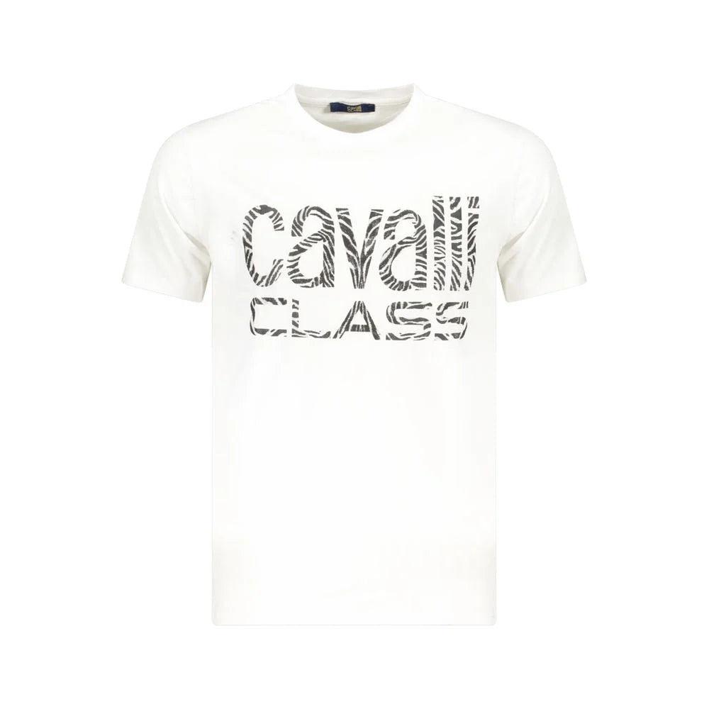 Cavalli Class White Cotton Men T-Shirt - T-Shirts