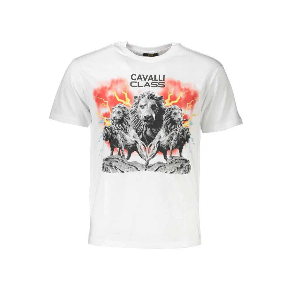 Cavalli Class White Cotton Men T-Shirt - XL - T-Shirts